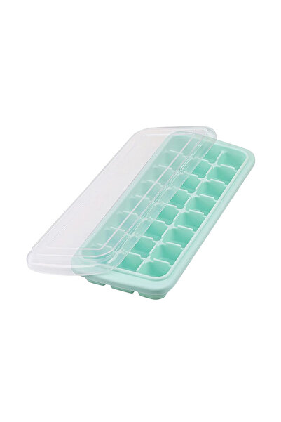 Choice صينية مكعبات ثلج من السيليكون باللون الأخضر مع غطاء، 24 مكعبًا، قوالب ...