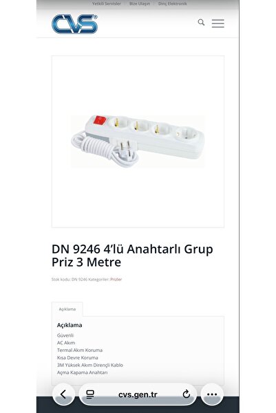 REYYEN 4'lü Grup Çoğaltıcı Priz 3 Metre Termal Akım Korumalı Uzatma Kablosu (%100 Bakır Ünal Kablo)