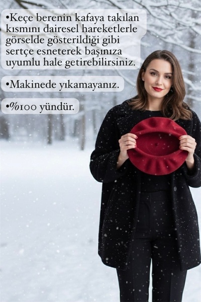 Goldmine Fransız Ressam Avusturalya Yün Keçe Bere Kırmızı