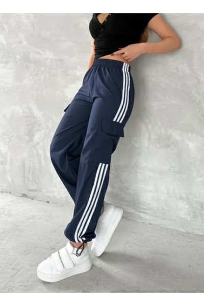 EDVESS Y2K Cargo Parachute Pants Tracksuit Navy Blue