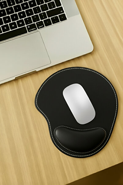 Boldy Dikişli Bilek Destekli Deri Mousepad - Kaymaz Mouse Ped - Fare Pedi - O...
