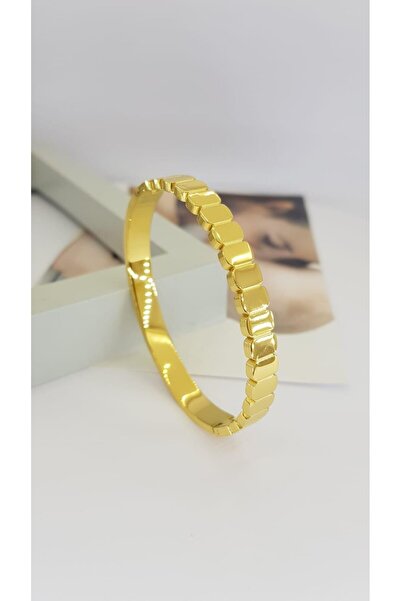 SONES Taşsız Zarif Tasarım Gold Çelik Kelepçe | Sns10310