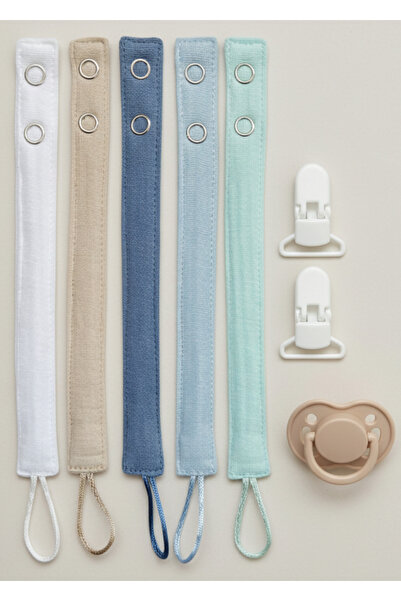 Joyous Mom Kids 5'li Yıkanabilir Renkli Emzik Askısı-emzik Zinciri %100 Pamuk