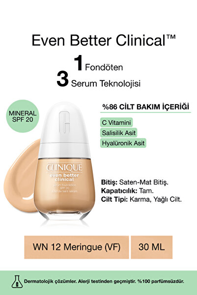 Clinique Even Better Clinical™ Serum Fondöten Spf 20 - Renk: Wn 12 Meringue (...