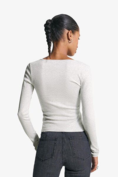 Bershka Long sleeve V-neck T-shirt