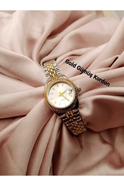 FEYSER Mini Model Vintage Takvimli Kadın Kol Saati Retro Çelik Gold-Gümüş Kor...