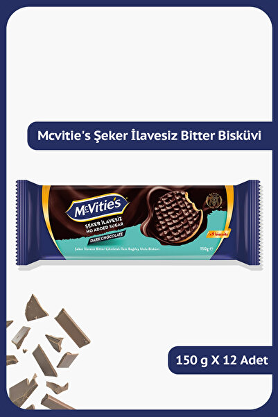 Ülker McVitie's Digestive Şeker İlavesiz Bitter Çikolata Kaplı Tam Buğday Bis...