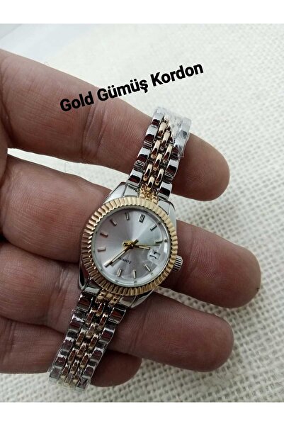 QUARTZ Minimal Model Vintage Kadın Kol Saati Retro Çelik Gümüş-Gold Kordon tt0117
