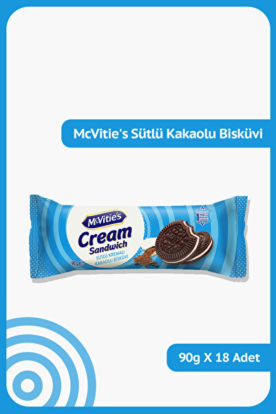 McVities McVitie's Bitter Çikolatalı & Sütlü Kremalı Bisküvi - 90 gram - 18 Adet