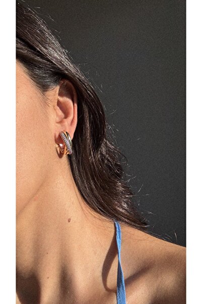 Glanz İki Renkli Halka Küpe