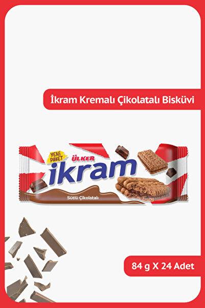 Ülker İKRAM Sütlü Çikolata Kremalı Bisküvi - 84 gram - 24 Adet