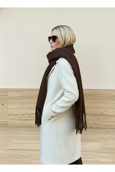 novon Κασκόλ Klein Soft Touch με λεπτομέρεια από μαλλί με υφή με κρόσσια (195 x 45 cm)