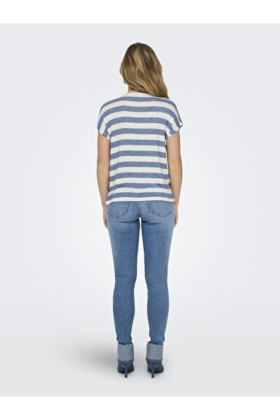 ONLY ONLLIRA LIFE S/S V-NECK TOP JRS NOOS Γυναικεία μπλούζα μπλε - 15252103