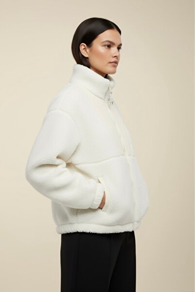 Store Astarlı Cepli Fermuarlı Peluş Mont