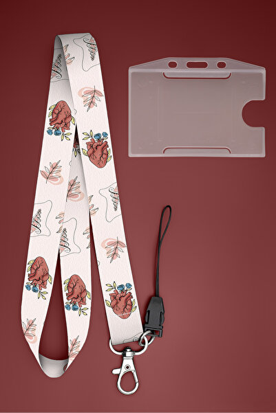 Apptakı Sanatsal Kalp Ekg Boyun İpi Boyun Askı İpi Boyun Askısı ve Kartlık - ...