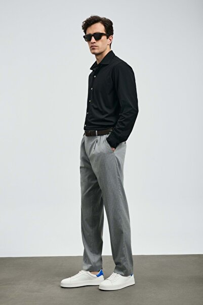 Lufian 112010668 Carl Ανδρικό πουκάμισο Basic Ανδρικό πουκάμισο Regular Fit ΜΑΥΡΟ