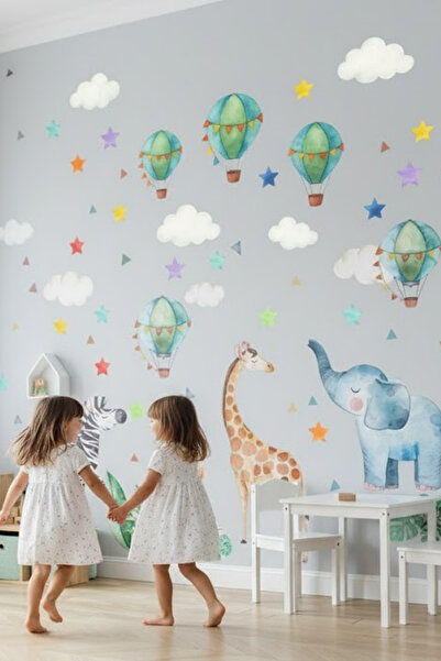 Kt Grup Yavru Hayvanlar Pastel Renkler Bebek Odası Duvar Sticker Seti