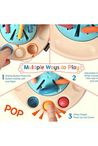 COOYA Baby Sensory Teething Toys for 24 Months, Pull String Silicone Teething Toy for 2 3 Year Old, White