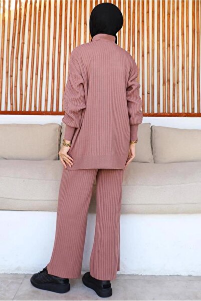 TRENDTESETTÜR WOMEN'S PINK (G.DRIED) TROUSERS Knitwear Suit T 8116