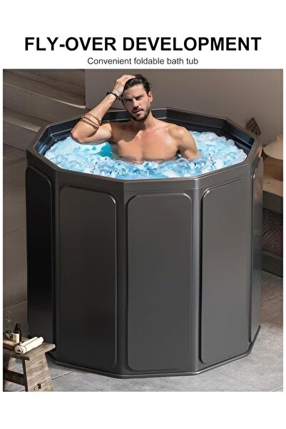 huitich Fly-Over Development Foldable Ice Bath Tub Black 80×66 cm Portable Recovery Tub for Adults