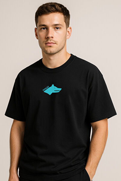 TURAN TACTICS Göktürk Tasarımlı Kalın Kumaş Unisex Siyah T-shirt