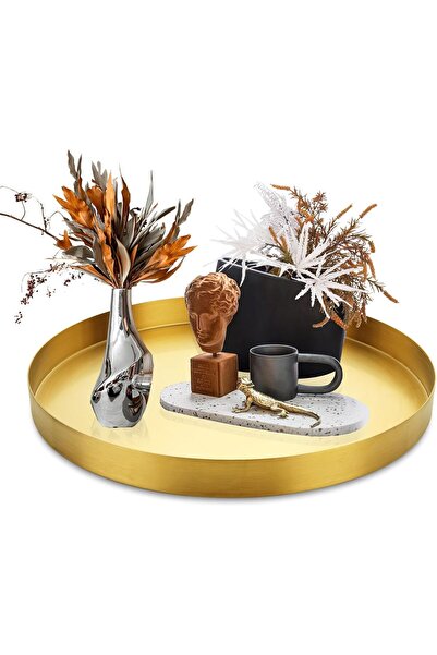 COOYA Round Gold Serving Tray,Decorative Platters Stainless Steel Storage Organizer Tray,12.5cm