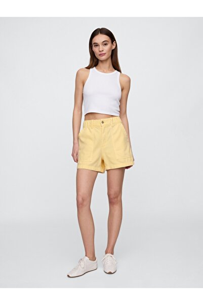 GAP Kadın Sarı Renkli Denim Şort