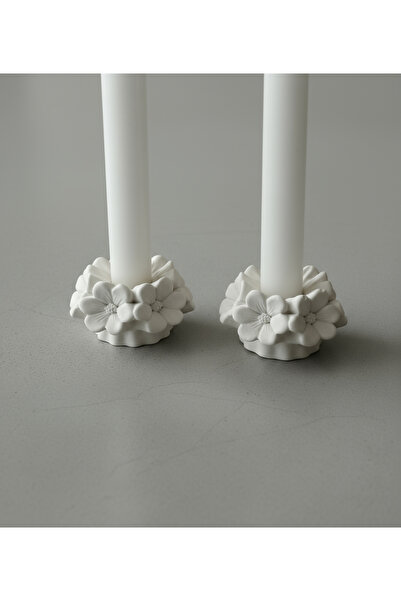 ThreeT İkili çiçek desen beton Şamdan