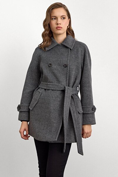 Olcay Κοντό παλτό με μανίκια Reglan ΣΚΟΥΡΟ ΓΚΡΙ 3150