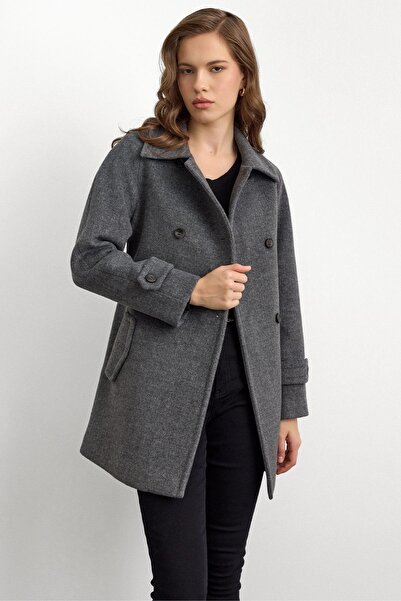 Olcay Κοντό παλτό με μανίκια Reglan ΣΚΟΥΡΟ ΓΚΡΙ 3150