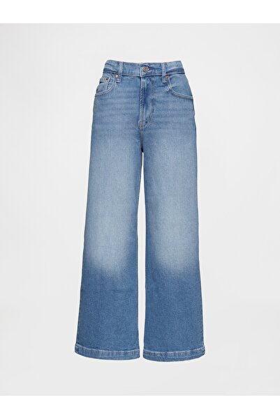 GAP Kadın Mavi High Stride Wide-Leg Ankle Jean Pantolon