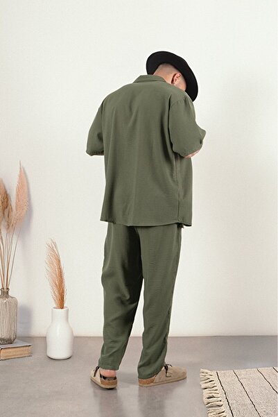 Twobucks Khaki Soft Linen Men's Shirt and Pants Suit