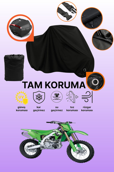 dokaca حقيبة خلفية سوداء متوافقة مع دراجة نارية كاواساكي KX 250، غطاء واقي