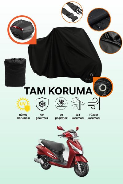 dokaca غطاء دراجة نارية متوافق مع هيرو دويت 125 مع قفل أسود وحقيبة خلفية، غطا...