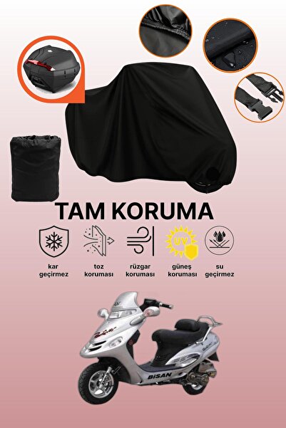 dokaca Black Rear Bag Compatible Bisan Pacific 125 Compatible Motorcycle Tarp...