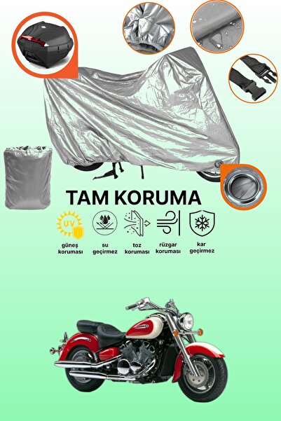 dokaca حقيبة خلفية وقفل باللون الرمادي متوافقة مع ياماها رويال ستار XVZ 1300، غطاء دراجة نارية متوافق، غطاء حماية