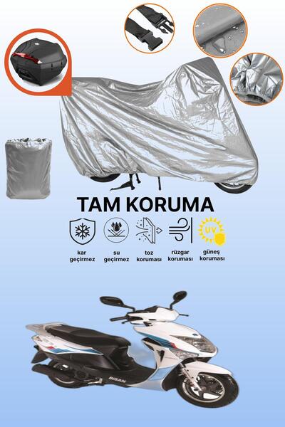 dokaca Gray Rear Bag Compatible Bisan Nysa 150 Compatible Motorcycle Cover, P...