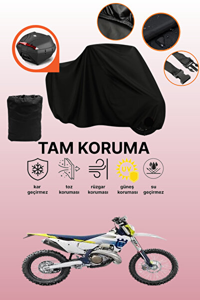 dokaca Black Rear Bag Compatible Husqvarna Te 250 Compatible Motorcycle Tarpa...
