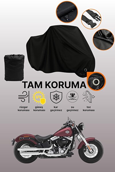 dokaca غطاء دراجة نارية متوافق مع هارلي ديفيدسون سوفتيل سليم FLS، غطاء واقي أسود اللون