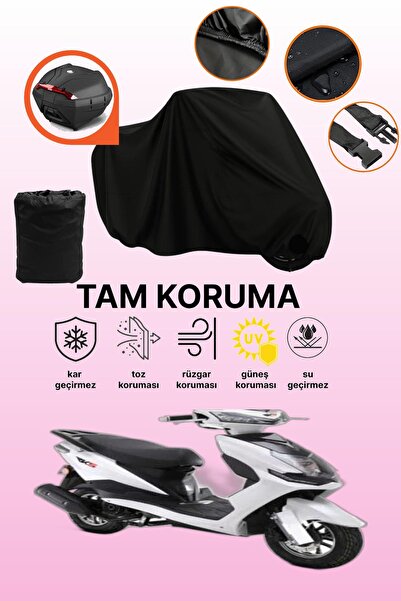 dokaca Black Rear Bag Compatible Rks Pesaro 125 Compatible Motorcycle Tarpaul...