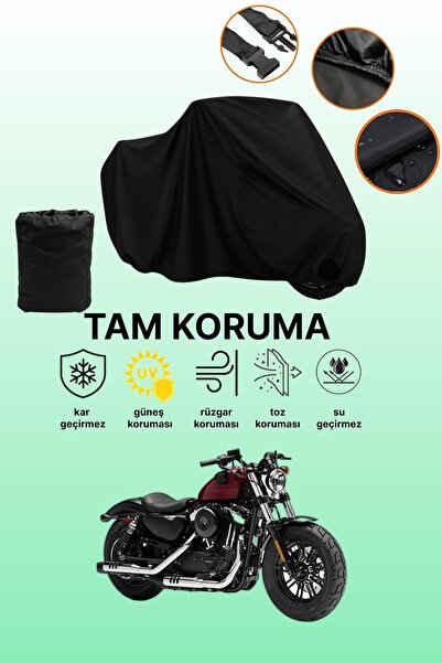 dokaca غطاء محرك متوافق مع دراجة هارلي ديفيدسون سبورتستر فورتي-إيت باللون الأسود، غطاء واقي، غطاء للدراجات النارية