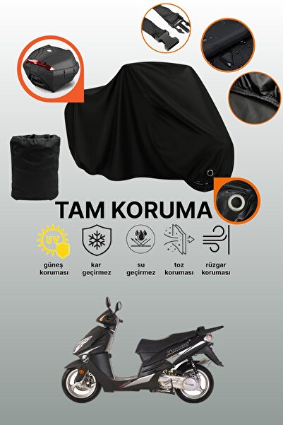 dokaca غطاء دراجة نارية متوافق مع كانوني روكو 150 مع قفل أسود وحقيبة خلفية، غطاء واقي