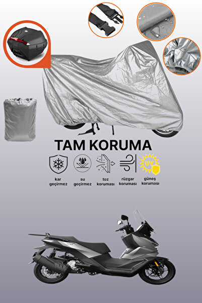 dokaca Gray Rear Bag Compatible Voge Sr3 Compatible Motorcycle Tarpaulin, Pro...