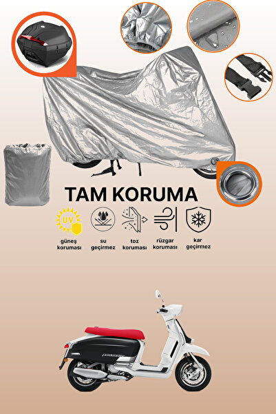 dokaca غطاء دراجة نارية متوافق مع لامبريتا G350 مع قفل رمادي وحقيبة خلفية، غط...