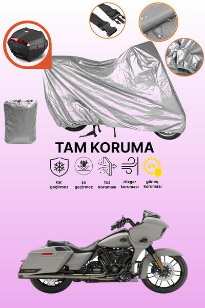 dokaca حقيبة خلفية رمادية متوافقة مع هارلي ديفيدسون CVO Road Glide، غطاء واقي للدراجة النارية