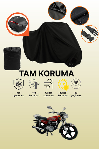 dokaca Black Rear Bag Compatible Mondial 135 Uag Compatible Motorcycle Tarpau...