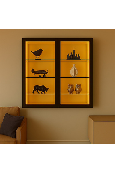 xhomedekor Xhome duvar vitrini kahve köşesi 70x100x22