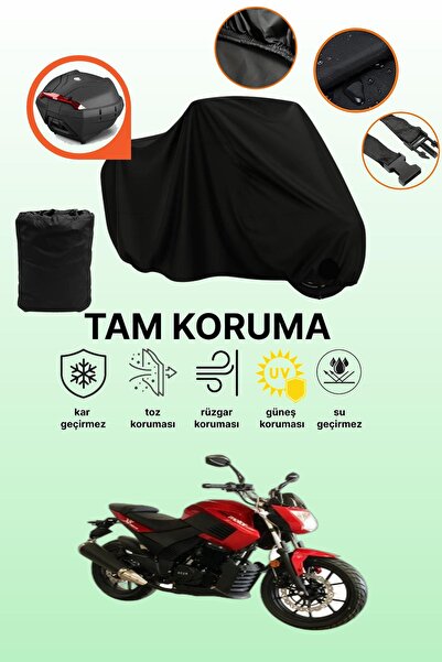 dokaca Black Rear Bag Compatible Asia Major 250 Compatible Motorcycle Tarpaul...