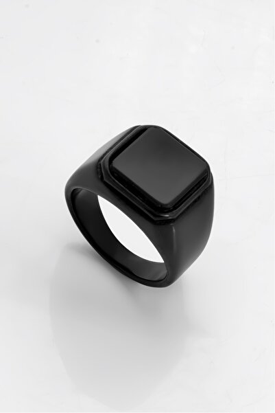 UKHWD SUPPLY Black Stone Square Men's Ring