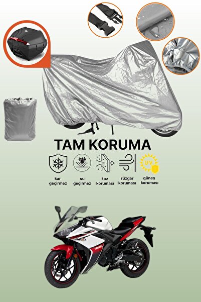 dokaca حقيبة خلفية رمادية متوافقة مع ياماها YZF R25، غطاء واقي للدراجة النارية
